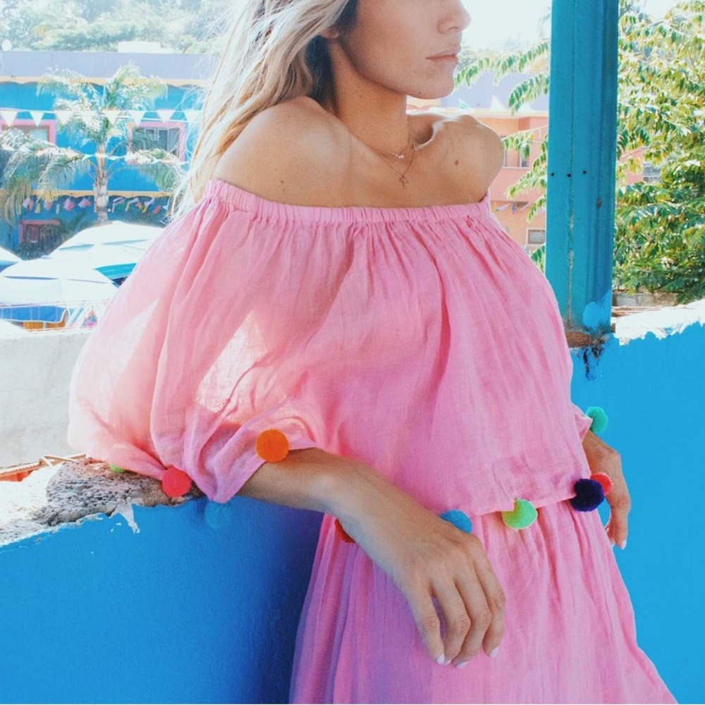 Pitusa Festival Pink Pom Pom Dress